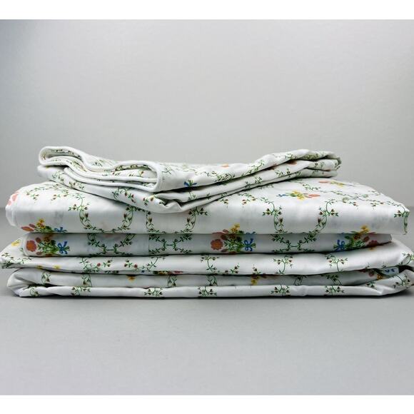 Hill House Home Sheet Set QUEEN Pastel Trellis Floral English Garden NWOT - Picture 3 of 14